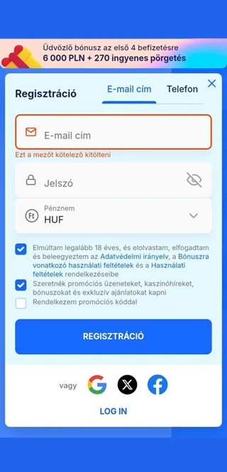 Ice kaszinó regisztráció lépés 2