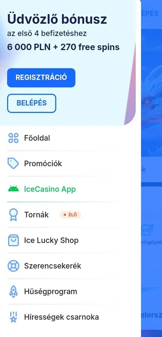 Ice kaszinó regisztráció lépés 1