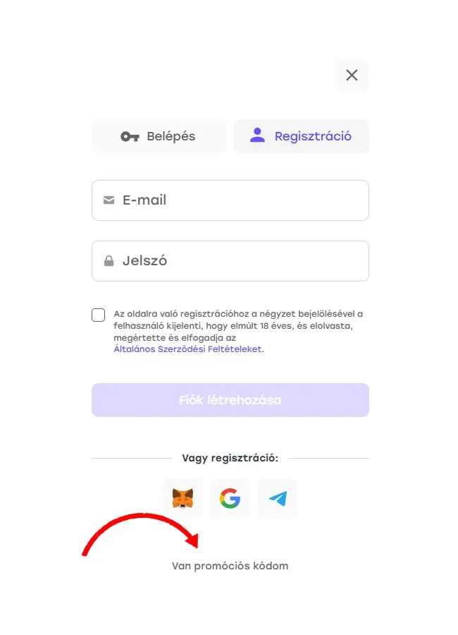 kaszinó regisztráció lépés 2