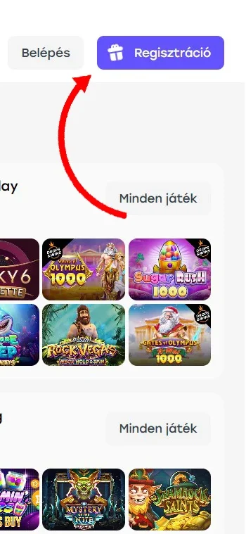 kaszinó regisztráció lépés1