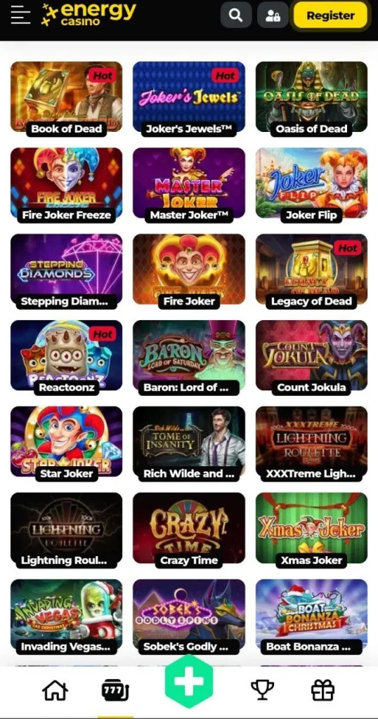 Játékok az Energy Casinoban