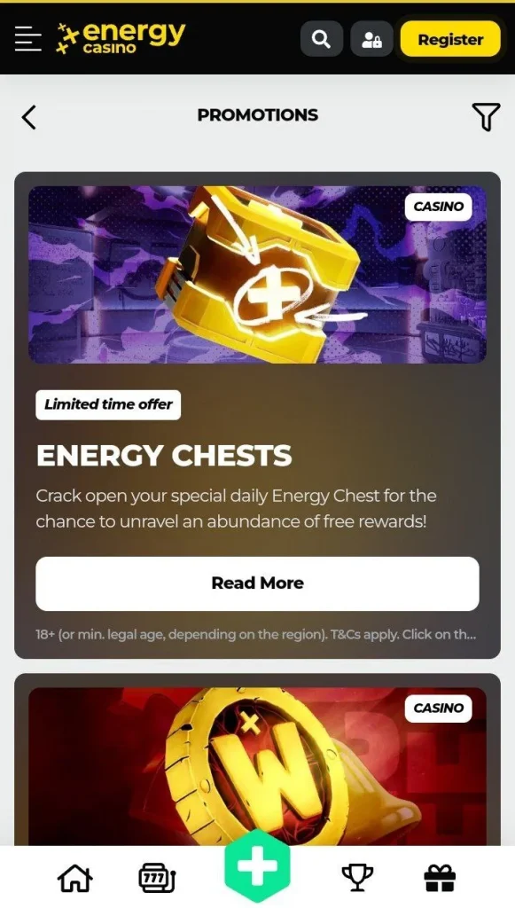 Energy Casino bónuszok és promóciók