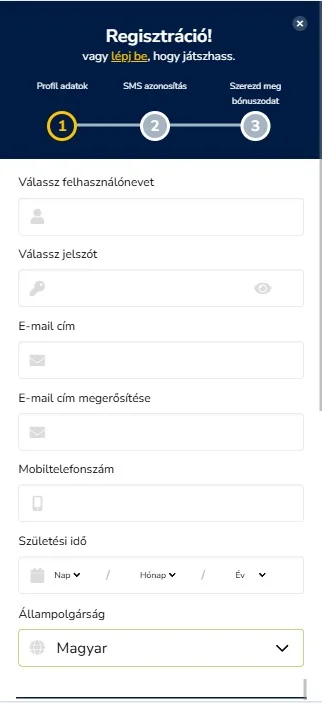 Grand Casino regisztráció lépései 2
