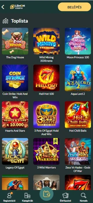Játékok az lemon casino