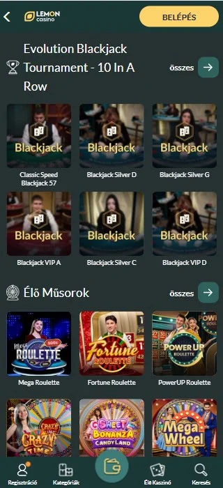 Élő kaszinó játékok lemon casino