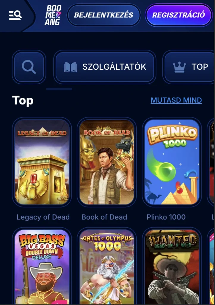 Játékok Boomerang Bet Casino