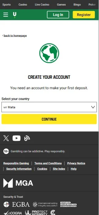 Unibet Kaszinó regisztráció lépései 2