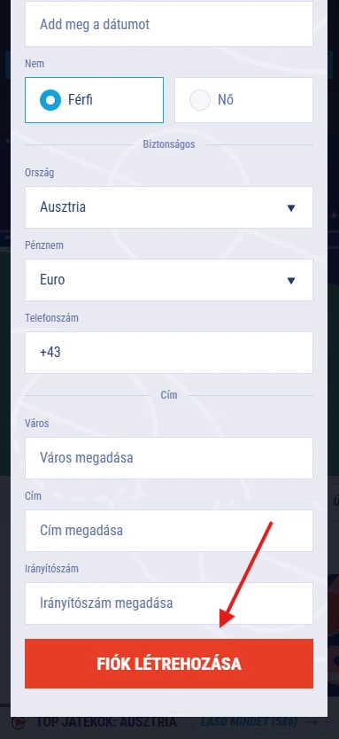 fiók létrehozása a tikitaka kaszinóban