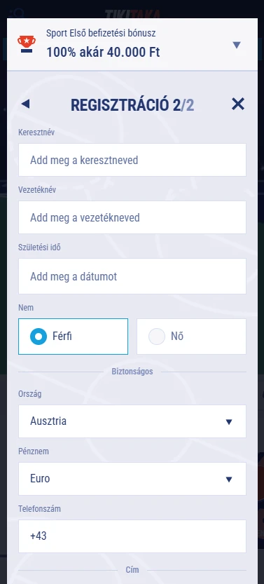tikitaka személyes adatok kitöltése