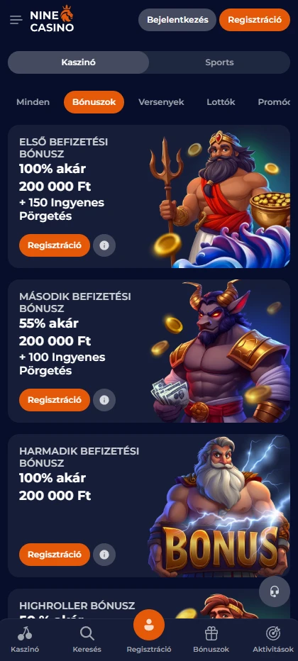 nine casino bónusz