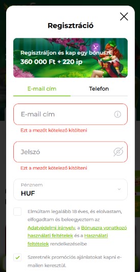Regisztráció.