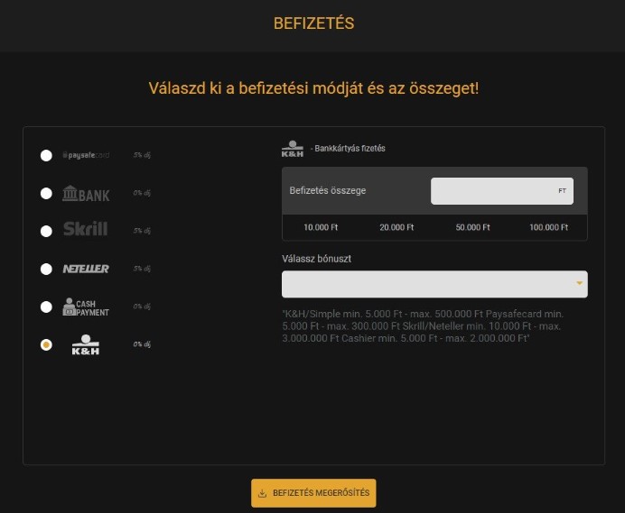 Vegas kifizetés