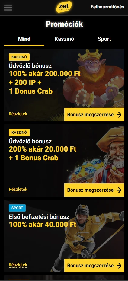 Bónuszok és Zet Casino