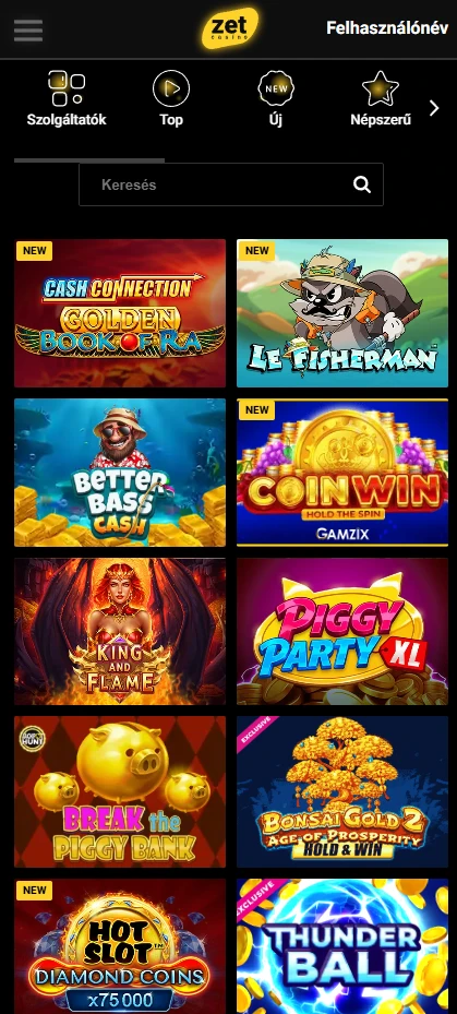 ZetCasino kaszinó játékok