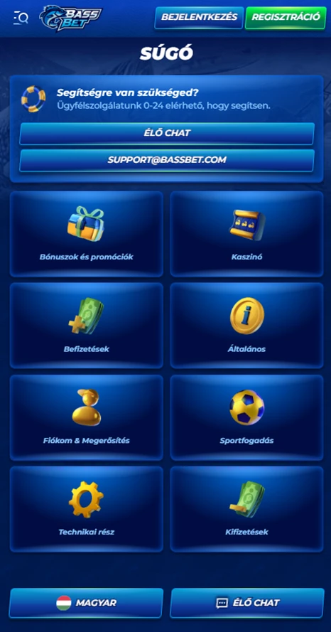 Bassbet támogatás