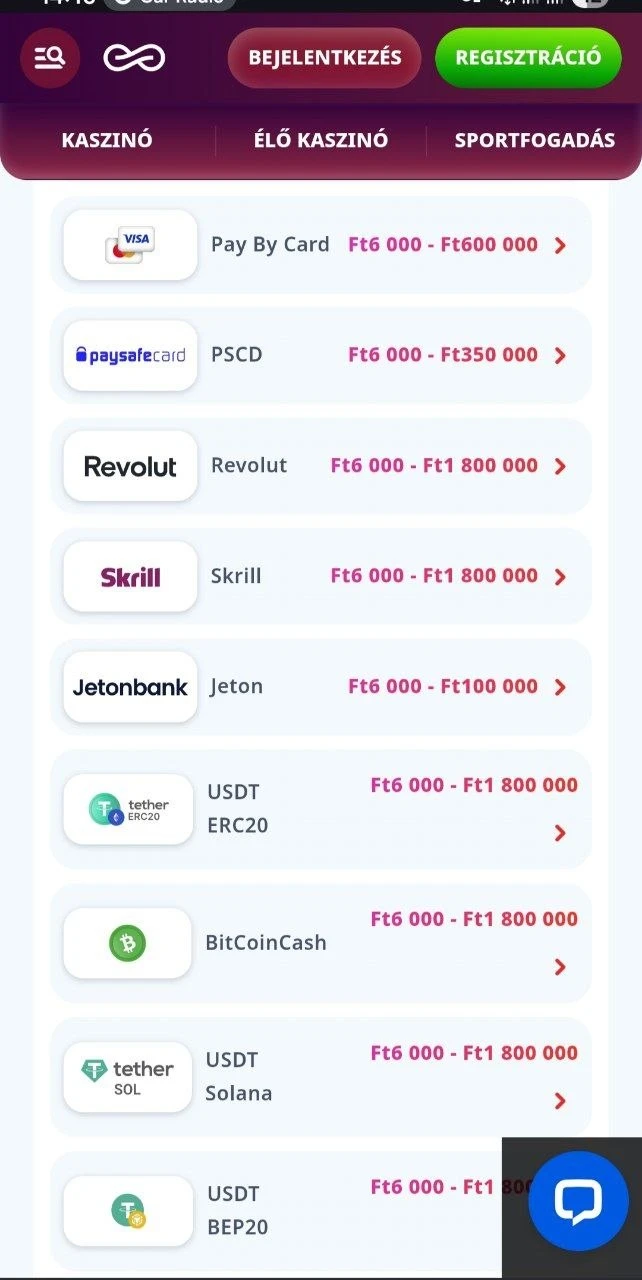 Töltse fel egyenlegét az Infinity Casino-ban