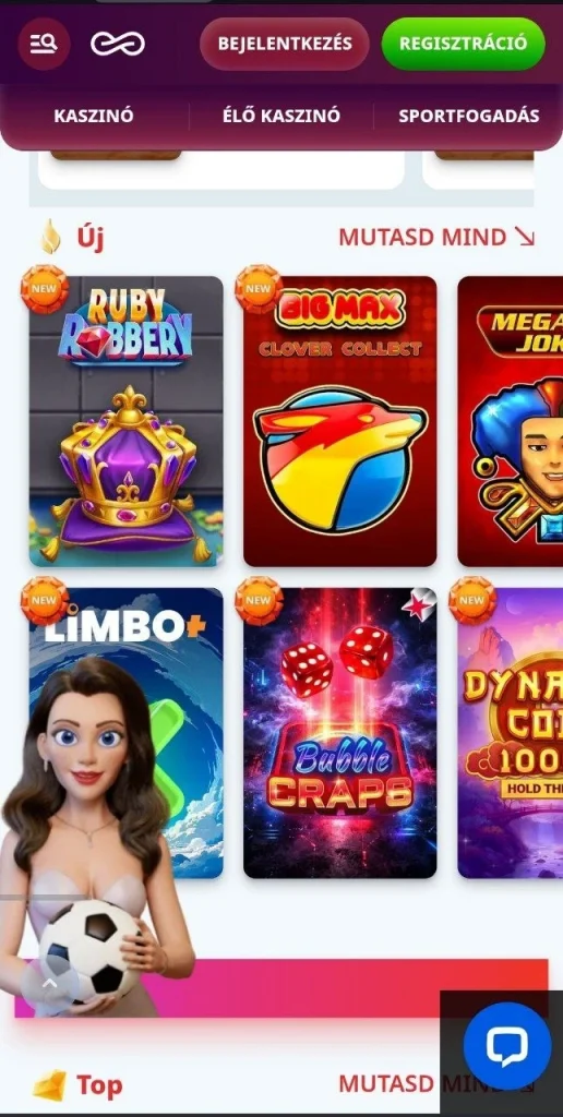 Infinity Casino mobil verzió