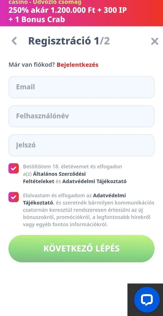 Az Infinity Casino bejelentkezési adatai