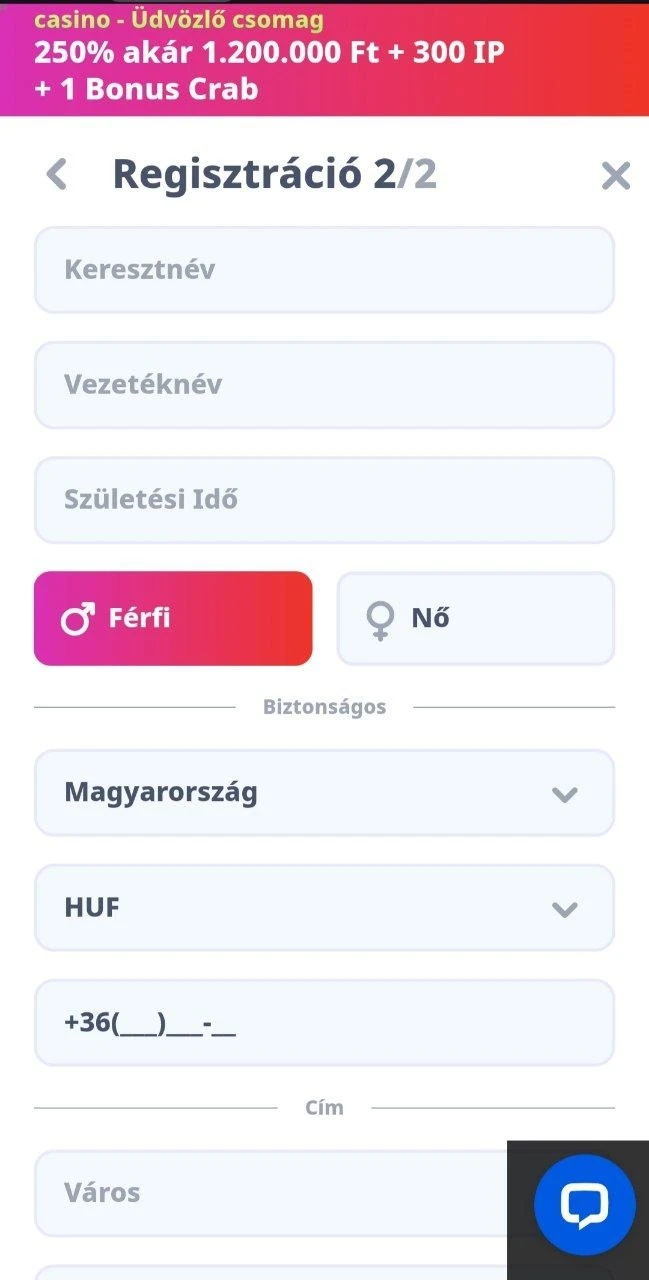 Az Infinity Casino személyes adatai