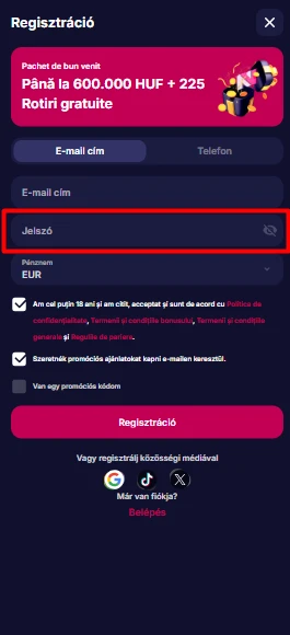 NV Kaszinó pénznemválasztás