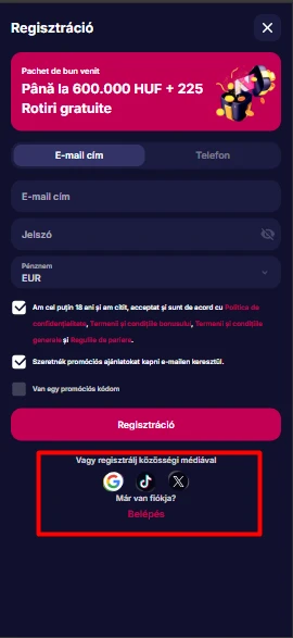 Alternatív bejárat az NV kaszinóba