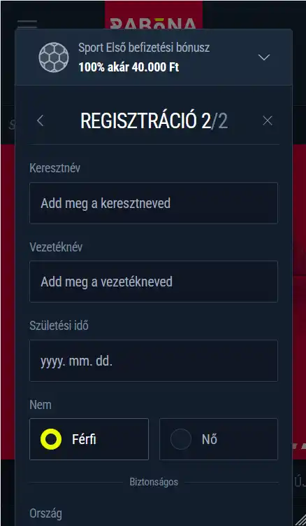 Töltse ki a személyes adatokat