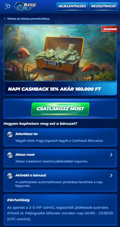 Napi, heti és havi pénzvisszatérítési bónuszok